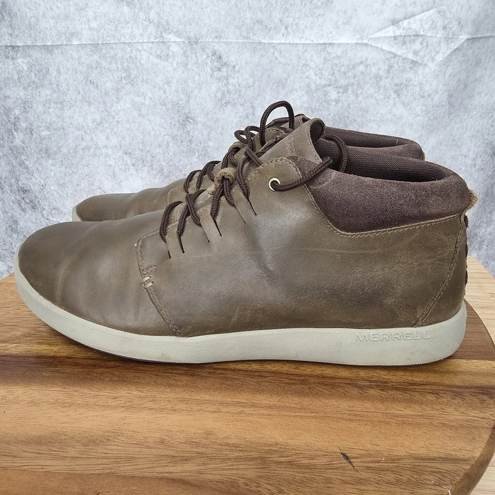 Merrell Freewhell 2 Casual Sneaker‎ Men 13 Brown Full Grain Leather Boot Comfort